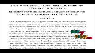 Sorted Consecutive Local Binary Pattern for Texture Classification | Final Year Projects 2016