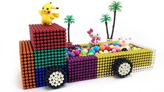 DIY - How to use magnet ball to make truck toy park for children ,car for kids,Magnetic balls - ASMR