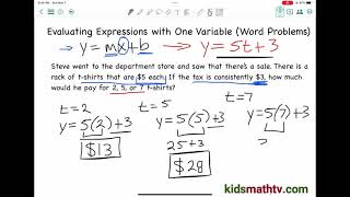 Evaluating expressions with one variable word problems | Basic Algebra Tutorial