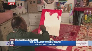 Kenny's creates a painting of his cat with help from Little Birdie Wine Nest