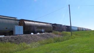 EB CP Empty Grain Train SPEEDS Through Cowley AB