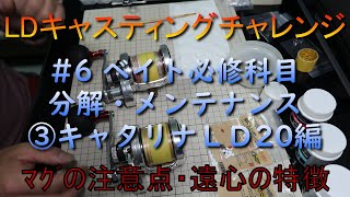 LDキャスティングチャレンジ　＃6　ベイト必修科目　分解メンテナンス　キャタリナＬＤ２０編　マグの注意点・遠心の特徴