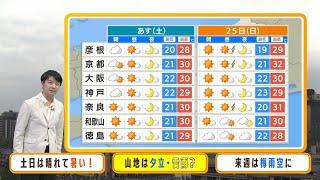 【6月24日・25日】土日は晴れて蒸し暑い！熱中症に注意　山沿いは夕立のおそれも【近畿地方の天気】#天気 #気象