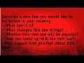 describe a new law you would like to introduce in your country | ielts speaking cue card | speaking