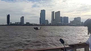 ជិះសាឡាងឆ្លងទន្លេមេគង្គ​ Ferry across Mekong River កោះពេជ្រ