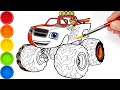 How to draw BLAZE and the Monster Machines Drawing and Coloring for Kids | Learn Colors | Tim Tim TV