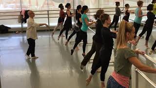 Finis Jhung teaches beginner ballet students how to make a preparatory demi-plié that will relevé