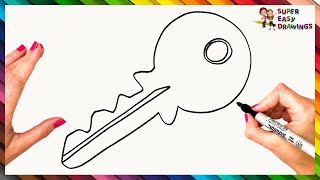 How To Draw A Key Step By Step 🔑 Key Drawing Easy