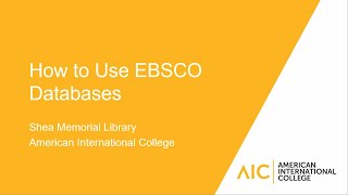 How to Use EBSCO Databases