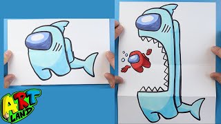 How to Draw an AMONG US SHARK SURPRISE FOLD