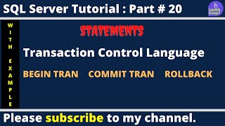 💡 TCL (Transaction Control Language) in SQL Server | BEGIN, COMMIT, ROLLBACK Explained | SQL Server