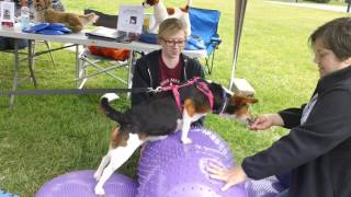 Patient KayDee practices her therapeutic rehabilitation exercises