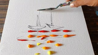 Sail Boats / Abstract Painting Demo for beginners / Easy and Relaxing / Daily Art Therapy / Day#0253