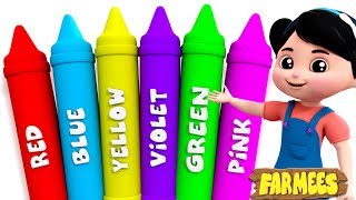 Learn Colors For Baby Kids Children And Toddler | Crayons Song | Nursery Rhymes by Farmees