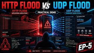 HTTP Flood vs UDP Flood Practical Demo EP-5 | Ethical Hacking Training (Module-4) 🔥