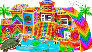 Make Double Swimming Pool, Villa With Rooftop Water Slide And Elevator Modern With Magnetic Balls
