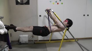 ゴムチューブでのフロントレバー練習方法！！　How to Do a Front Lever