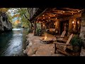 Perfect Summer Crackling Campfire by the Riverside Porch | Peaceful Nature Sounds Ambience
