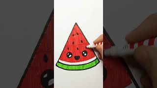 draw a cute watermelon step by step #shorts #art