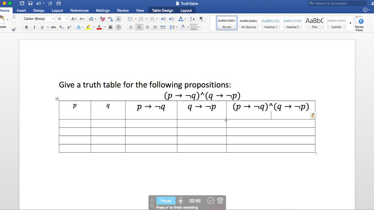 Construct A Truth Table For The Proposition | Elcho Table