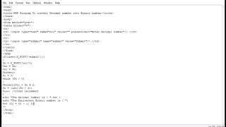 PHP Program To convert Decimal number into Binary number