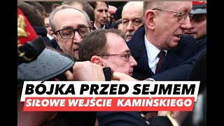 BITWA PRZED SEJMEM – KAMIŃSKI I WĄSIK WCHODZĄ SIŁOWO❗ KACZYŃSKI POTURBOWANY I STRAŻNIK ZA ZIEMI