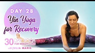 Restorative Yin Yoga ♥ Deep Stretches for Recovery, Hips & Thighs | 30 Day Yoga Julia Marie Day 28
