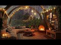 peaceful rainy day in a warm cabin 🌧️ fireplace ambience for relax sleep or study