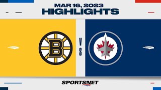 NHL Highlights | Bruins vs. Jets - March 16, 2023