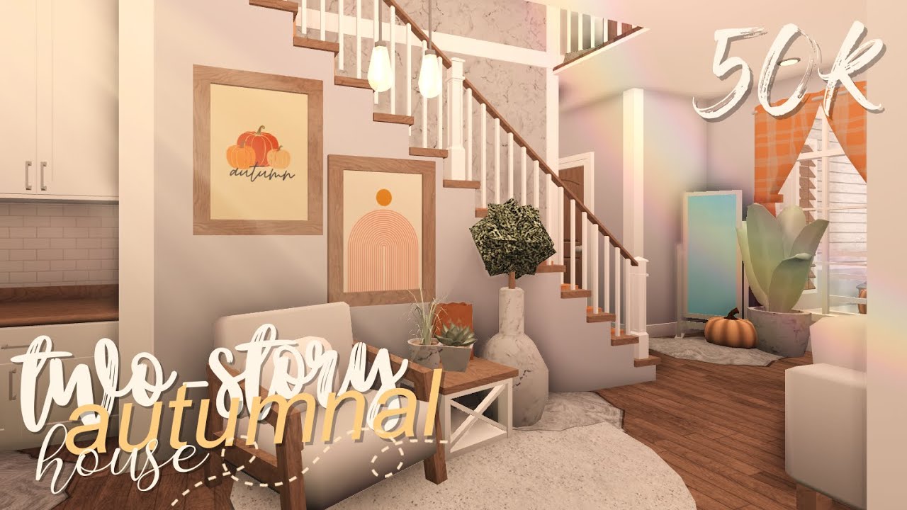 Bloxburg | Two Story Autumnal Home | 50k | Speedbuild - YouTube