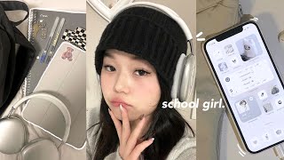 PINTEREST SCHOOL GIRL📓🖇10-min soft daily makeup | what's in my backpack | aesthetic iPhone tour