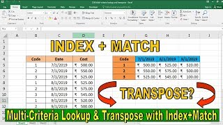 How to use the Index and Match Function to get the Lookup Value and Transpose Automatically in Excel