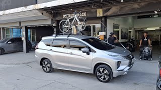 Mitsubishi Xpander ติดตั้ง แร็คจักรยาน Yakima FrontLoader ใส่จักรยานบนหลังคารถ ไม่ต้องถอดล้อ