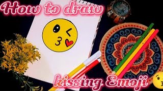 How To Draw The Kissing Emoji 😘|| Emojis kesy draw karain || kiss emoji