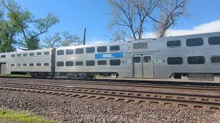 (Metra Meet #6) (Double Horn Salutes) Two metra trains greet each other at JB tower in West Chicago