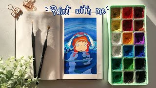 🌿 paint with me 🌿 studio ghibli scenes with jelly gouache // Ponyo