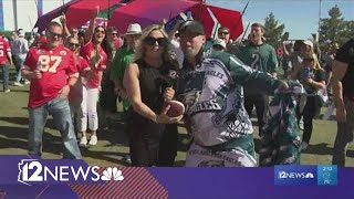 Chiefs and Eagles fans show up in full force at Hance Park in Phoenix