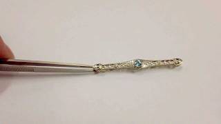 ANTIQUE BAR PIN - BLUE ZIRCON