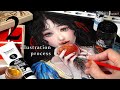 【イラスト】すべてを吸い込む黒で白雪姫を描く Part 2🍎Painting the illustration of Snow White, acrylic gouache, watercolors