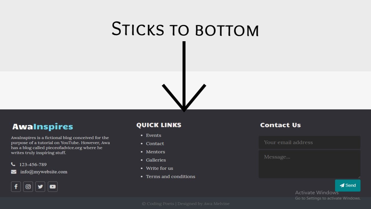 Design A Footer That Sticks To The Bottom Of The Page | Designing A ...