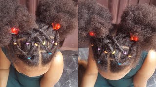 Cute rubber bands hairstyle on 4c natural hair for kids | Hair Style Girl Simple and Easy #hairstyle