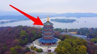 没想到登上杭州雷峰塔顶楼，俯瞰整个西湖，这场面太美太震撼了！