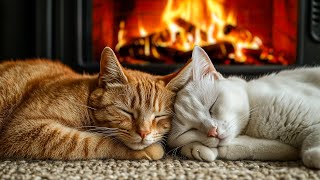 Fall asleep to the Purring Cat \u0026 Fireplace 🔥 Peaceful ASMR for Sleep and Calm Nights, Stress Relief