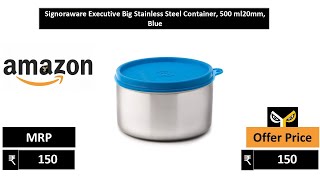 Signoraware Executive Big Stainless Steel Container, 500 ml20mm, Blue