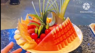 Fruit's decoration in plate #প্লেটে আকর্ষণীয় ডিজাইন করা সাধারণ ফলের সজ্জা#viral #fruit #decoration