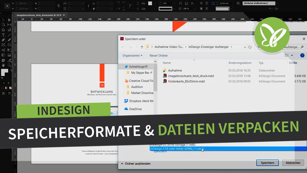 Indesign Tutorial Speicherformate Und Dateien Verpacken Youtube