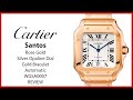 ▶ Cartier Santos Large Rose Gold Silver Opaline Dial Bracelet WGSA0007 - REVIEW