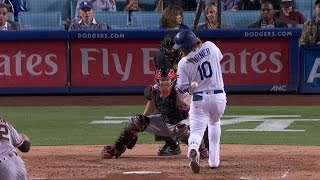 SF@LAD: Turner gets hit-by-pitch to plate Bellinger