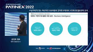 PATINEX 2022: 신제품 발표 -  IP실무에 딱 맞는 혁신적인 500여종의 강력한 IP데이터 시각화 툴 활용전략 공개 (워트인텔리전스 윤정호 대표)