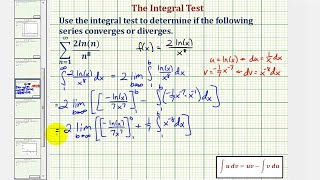 Ej: Serie Infinite - Prueba integral que requiere integración por partes (convergente)